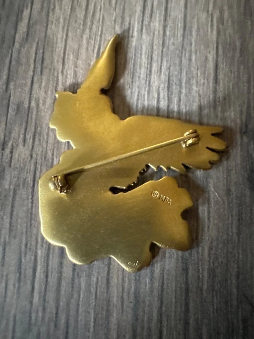 Vintage Gold Tone Angel Brooch Art Nouveau Style Museum Of Fine Arts MFA